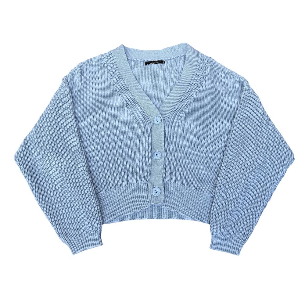 VICI Collection Deluc Dusty Blue V-Neck Button Knit Sweater Large